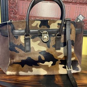 Michael Kors Camo Haircalf Medium Hamilton Tote